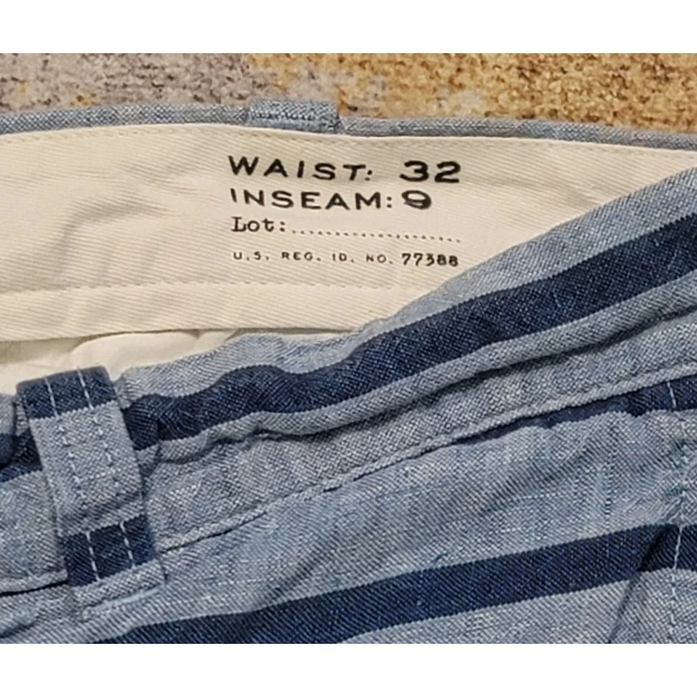 J. Crew Men's Stanton Baird McNutt Irish Linen Blue Striped‎ Shorts Size 32